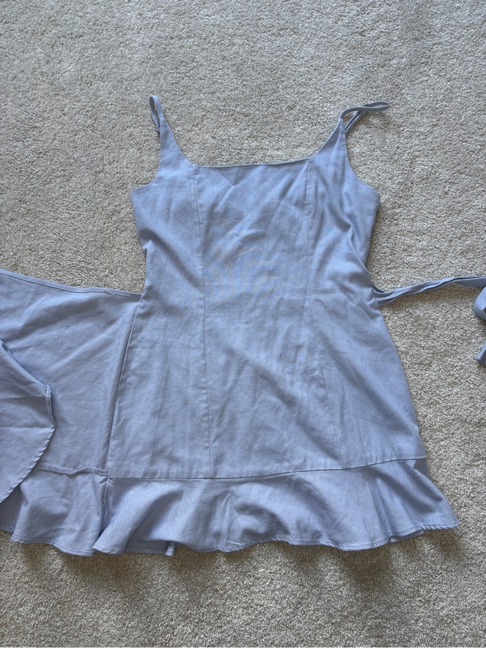 Princess Polly Light Blue Square Neck Wrap Mini Dress - Picture 5 of 10